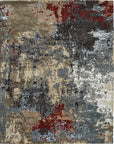 Isolated view of Kira Sophie Gray Hand Knotted Wool Rug, showcasing its intricate geometric design with subtle tonal variations in gray.