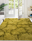 Sleek Cozy Green Hand Knotted Wool Rug displayed in a bright, minimalist living room. The hand-knotted wool construction is evident in its plush texture. Shades of green blend seamlessly across the rug, complementing the neutral furniture and creating a calming, cozy atmosphere.