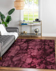 Opulent Rhea Purple Hand Knotted Wool Rug, showcasing its deep purple hues and intricate hand-knotted design, lying flat on a neutral surface.