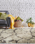 Luxurious Warm Brown Hand Knotted Wool Rug, its rich brown tones and hand-knotted texture adding warmth to a softly lit living space.