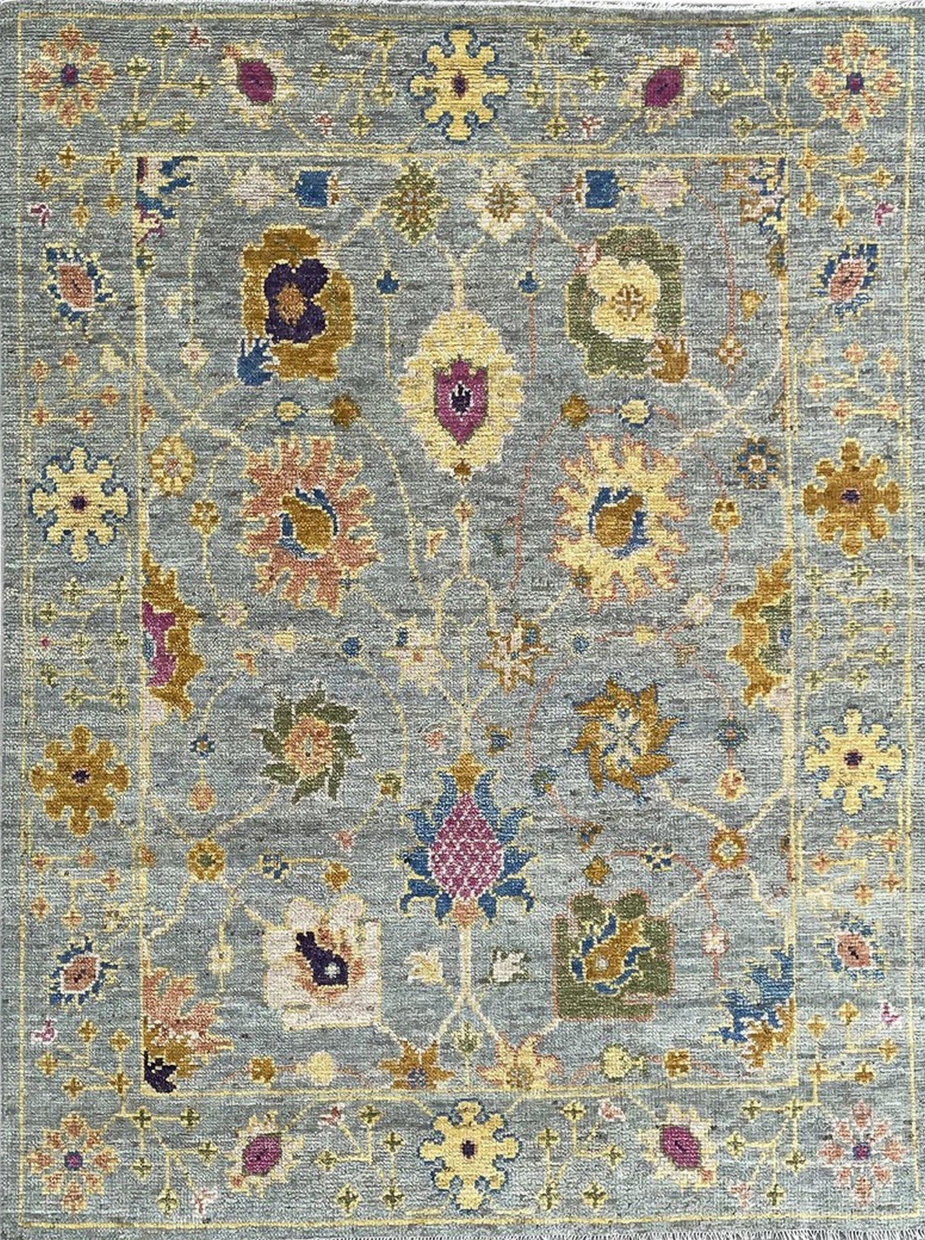 Isolated view of Talia Lila Gray Hand Knotted Wool Rug, showcasing its design.