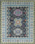 Isolated view of Maya Kazak Charcoal Hand Knotted Wool Rug, showcasing its intricate geometric design and subtle variations in charcoal wool.