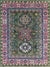 Isolated view of Penelope Kazak Green Hand Knotted Wool Rug, showcasing its intricate geometric design and rich, verdant green hues.