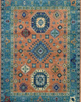 Isolated view of Ava Kazak Rust Hand Knotted Wool Rug, showcasing its design.