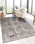 Clara Stylish Gray Hand Knotted Wool Rug, showcasing its subtle, hand-knotted texture and sophisticated gray tones in a stylish interior setting.