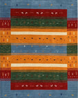 Isolated view of Timeless Gabbeh Blue Handmade Wool Rug, showcasing its design.
