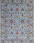Isolated view of Elena Oriental Blue Hand Knotted Wool Rug, showcasing its design.