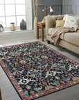 Delicate Oriental Brown Hand Knotted Wool Rug graces a warmly lit interior. Detailed traditional patterns unfold across the brown wool, showcasing the intricate hand-knotted construction.