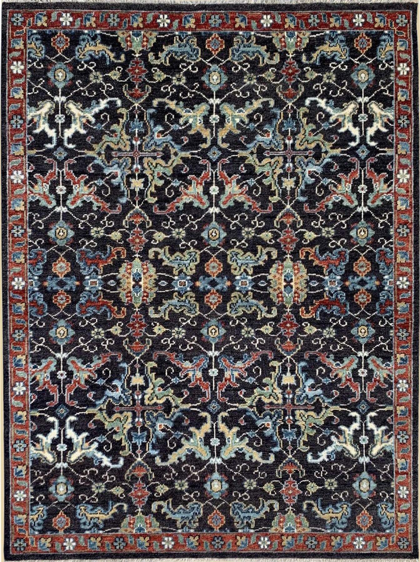 Isolated view of Delicate Oriental Brown Hand Knotted Wool Rug, showcasing its intricate, traditional Oriental design.