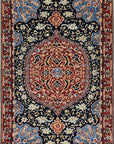 Isolated view showcasing Bianca Traditional Navy Hand Knotted Wool Rug's intricate, traditional design.