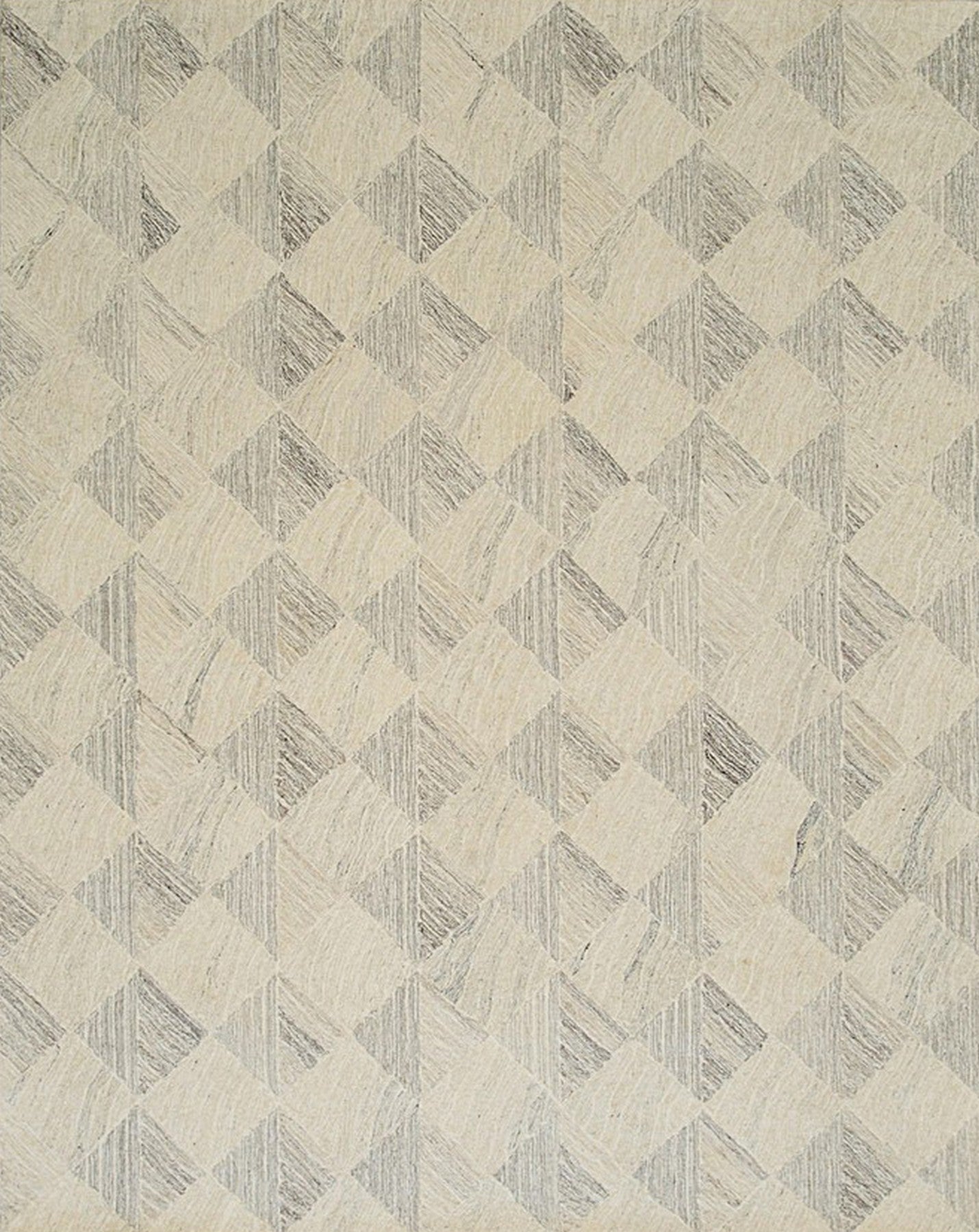 Isolated view of Warm Harlow Gray Hand Tufted Wool Rug, showcasing its plush texture and subtle geometric design.