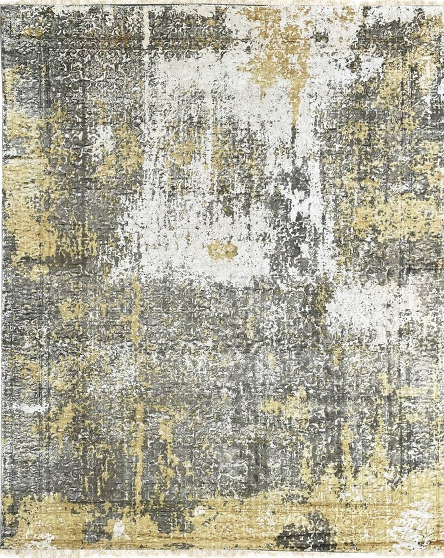 Isolated view of Chic Iris Gold Hand Knotted Wool Rug, showcasing its design.