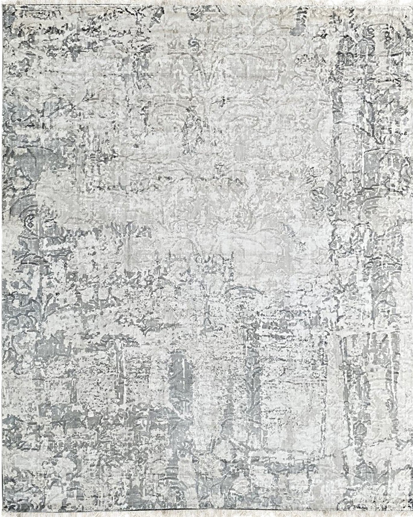 Isolated view of Sarrah Penelope Gray Hand Knotted Wool Rug, showcasing its design.