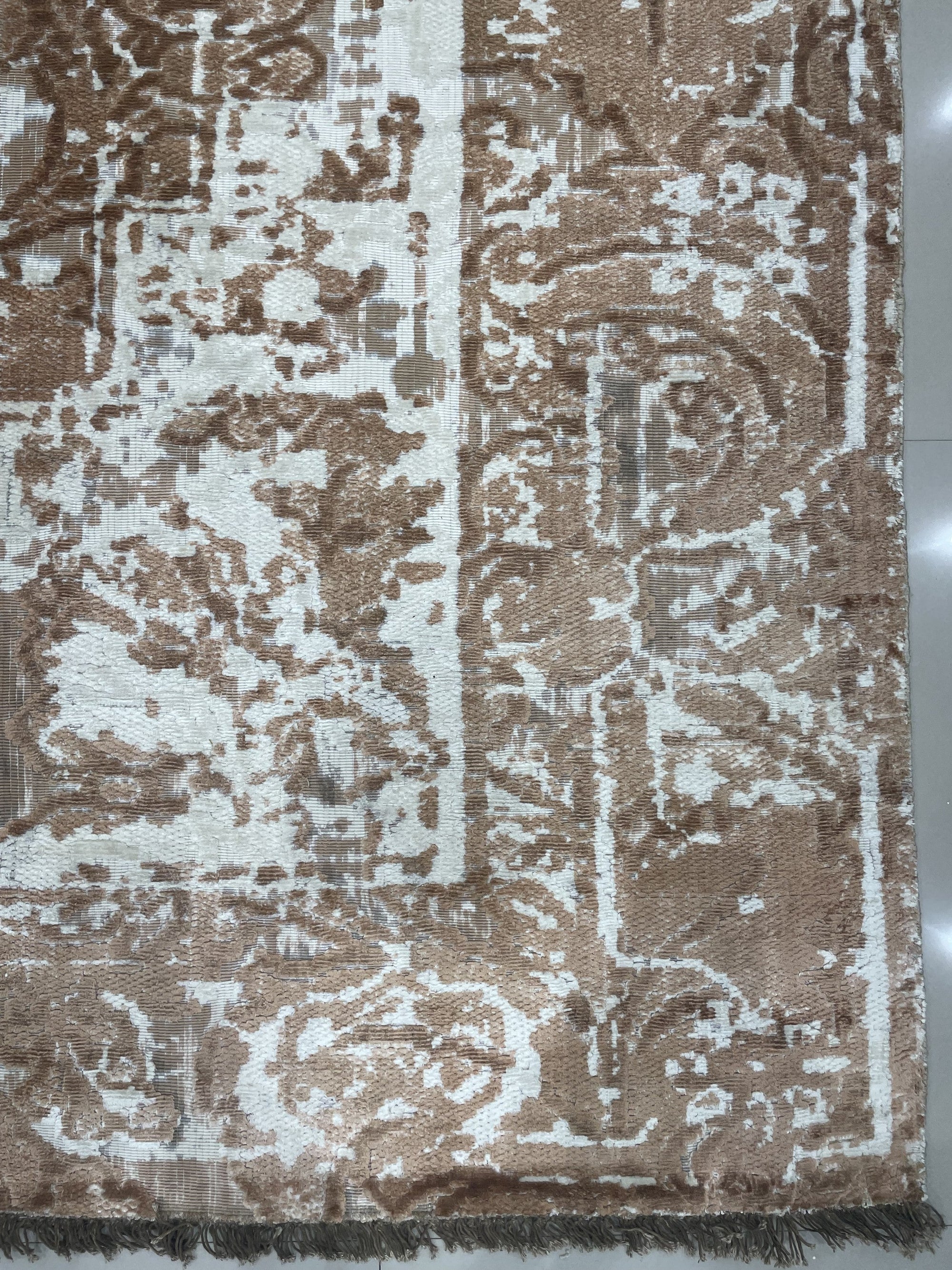 Elegant Versatile Coral Hand Knotted Wool Rug, showing warm coral hues and intricate hand-knotted wool construction, displayed in a bright, inviting living space.