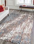 Charming Modern Coral Hand Knotted Wool Rug, a coral-toned hand-knotted wool rug with subtle geometric patterns, displayed in a bright, contemporary living room setting.