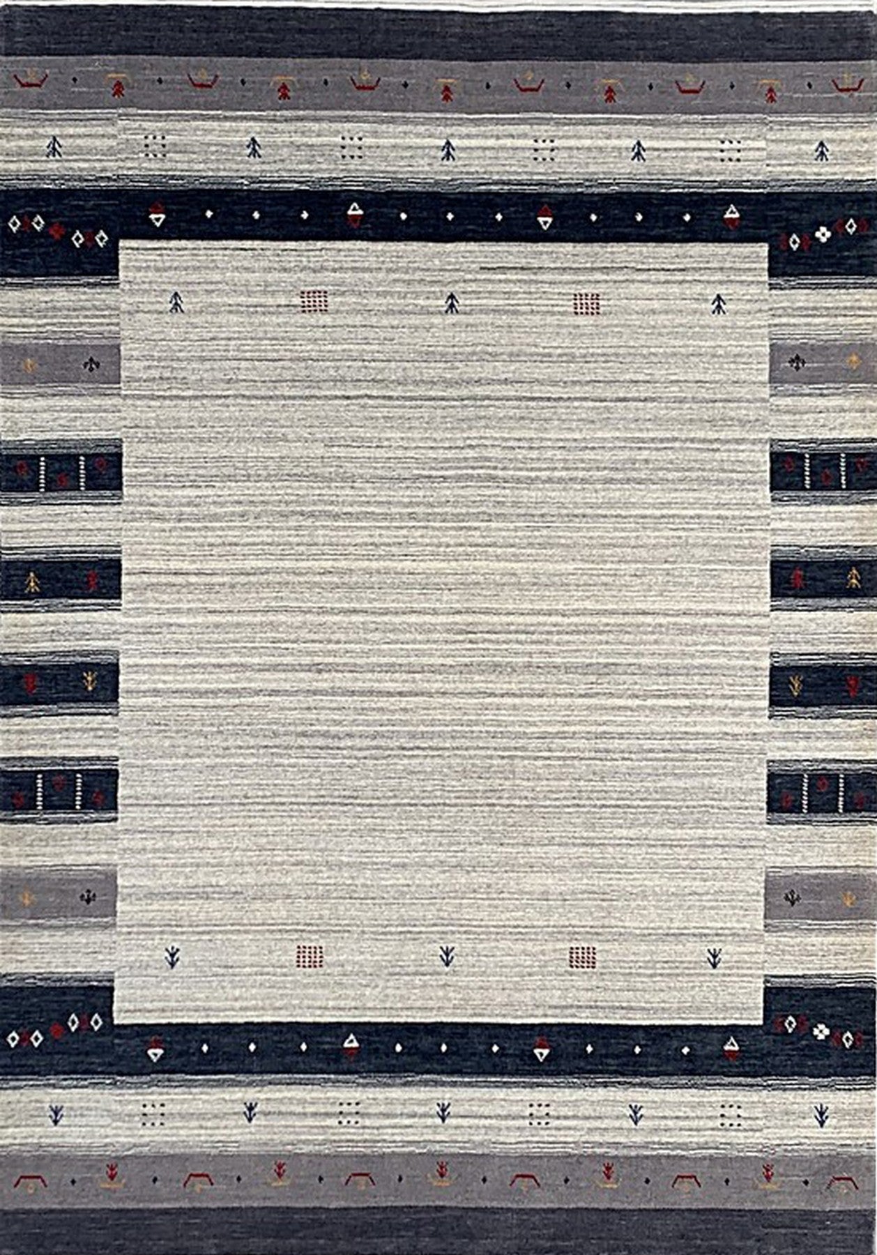 Isolated view of Radiant Gabbeh Multicolor Handmade Wool Rug, showcasing its vibrant, geometric design.
