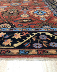 Hand-knotted wool rug in rust tones, the Elegant Traditional Rust Hand Knotted Wool Rug displaying intricate traditional patterns, filling the frame with warmth and classic design.