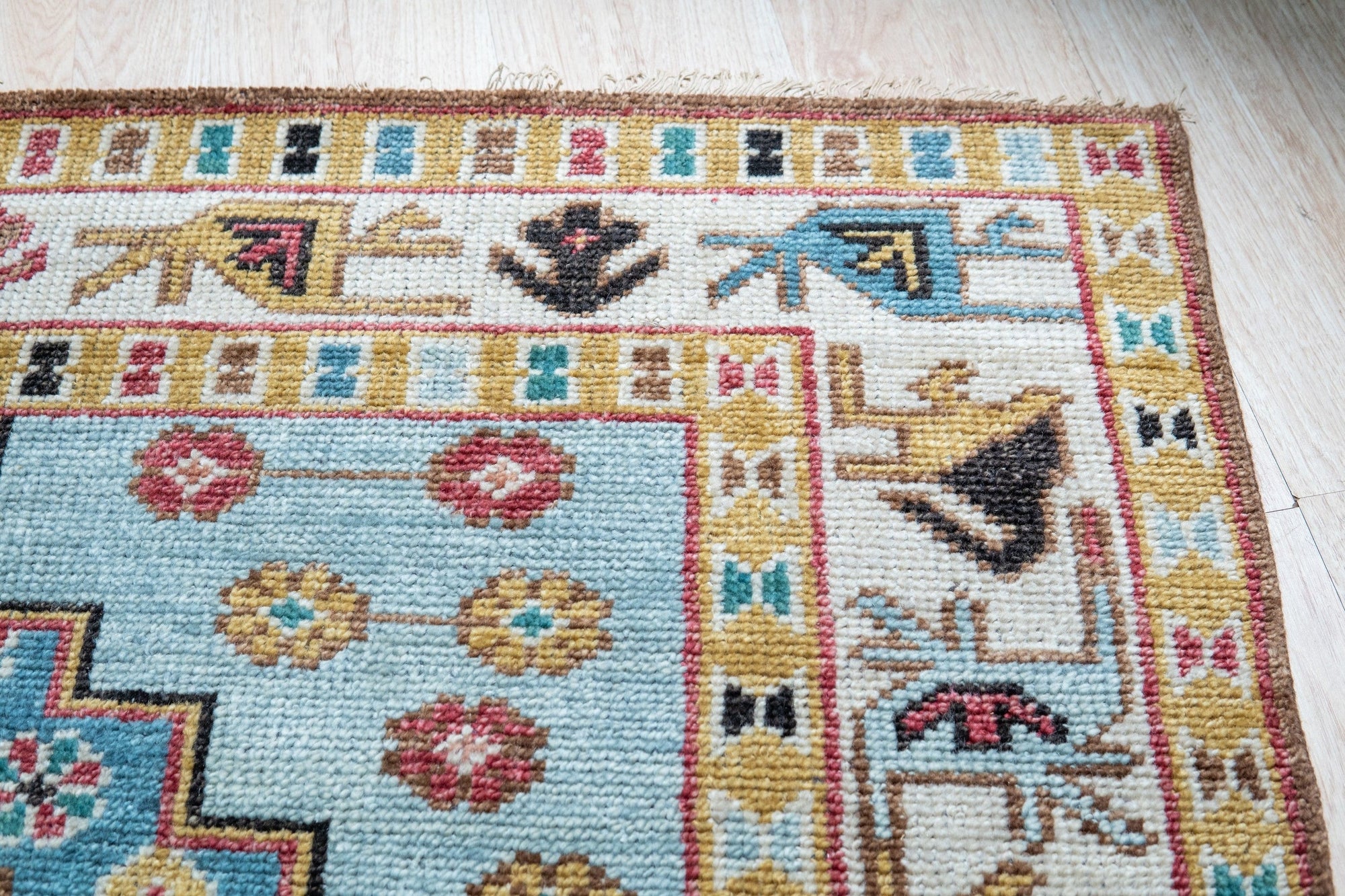 Classic Dazzling Brown Hand Knotted Wool Rug, showcasing a richly patterned, hand-knotted construction with a warm brown palette and intricate traditional design elements, presented in a lifestyle setting.