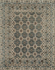 Isolated view of Charming Alluring Gray Hand Knotted Wool Rug, showcasing its intricate geometric design and subtle tonal variations within the gray wool.