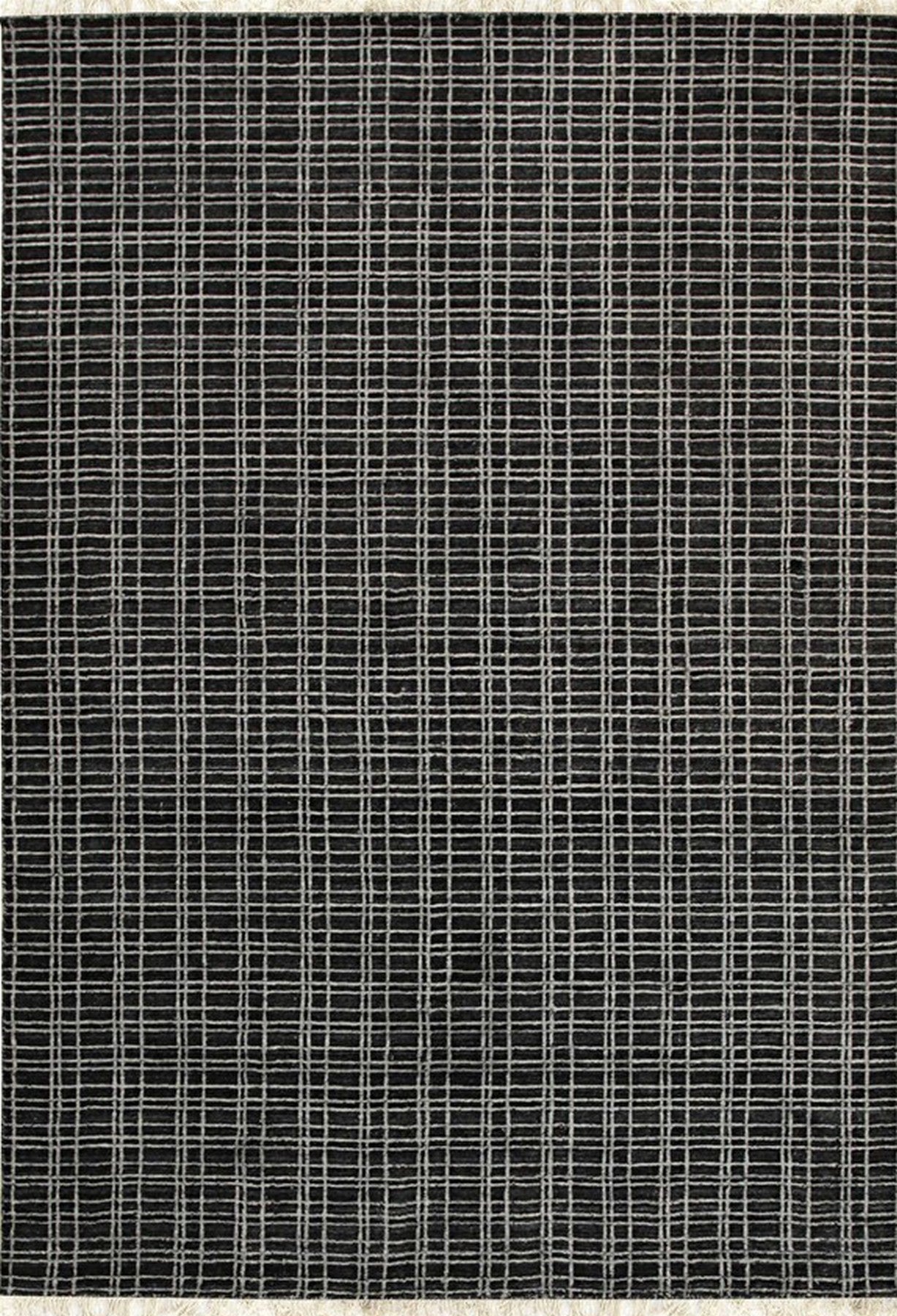 Isolated view of Sumptuous Jade Charcoal Handmade Wool & Viscose Rug, showcasing its design.
