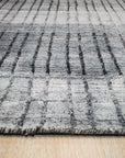 Comfortable Modern Gray Hand Knotted Wool & Viscose Rug, a textured expanse of muted gray, its hand-knotted construction suggesting plush comfort in a contemporary living space.