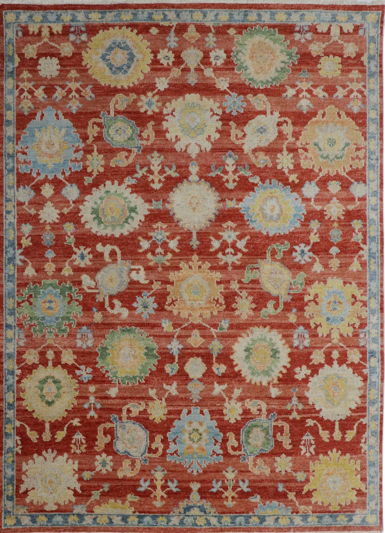 Isolated view of Timeless Comfortable Rust Hand Knotted Wool Rug, showcasing its intricate hand-knotted design.