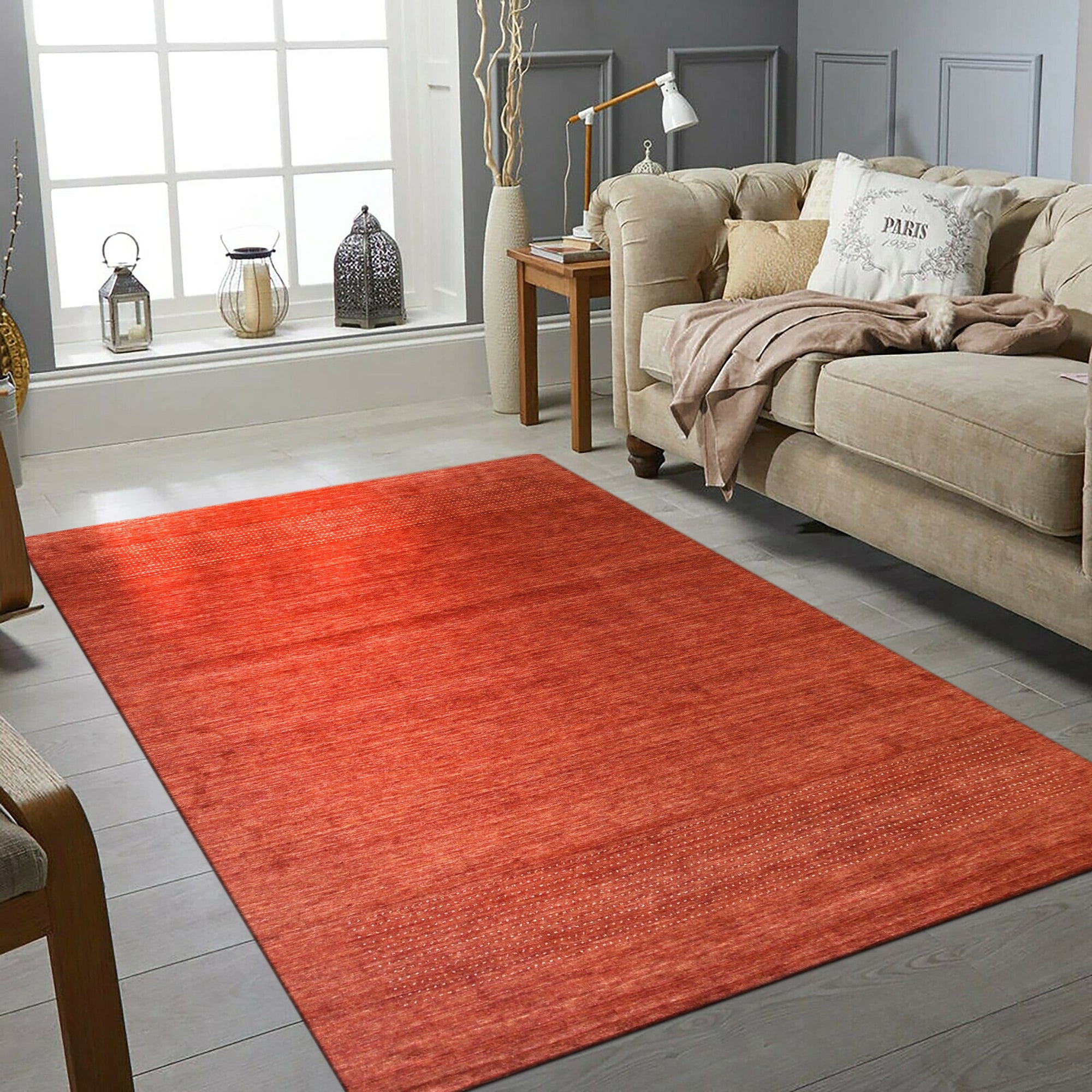 Willow Dazzling Red Handmade Wool Rug, showcasing vibrant reds and intricate patterns on a handcrafted wool surface.