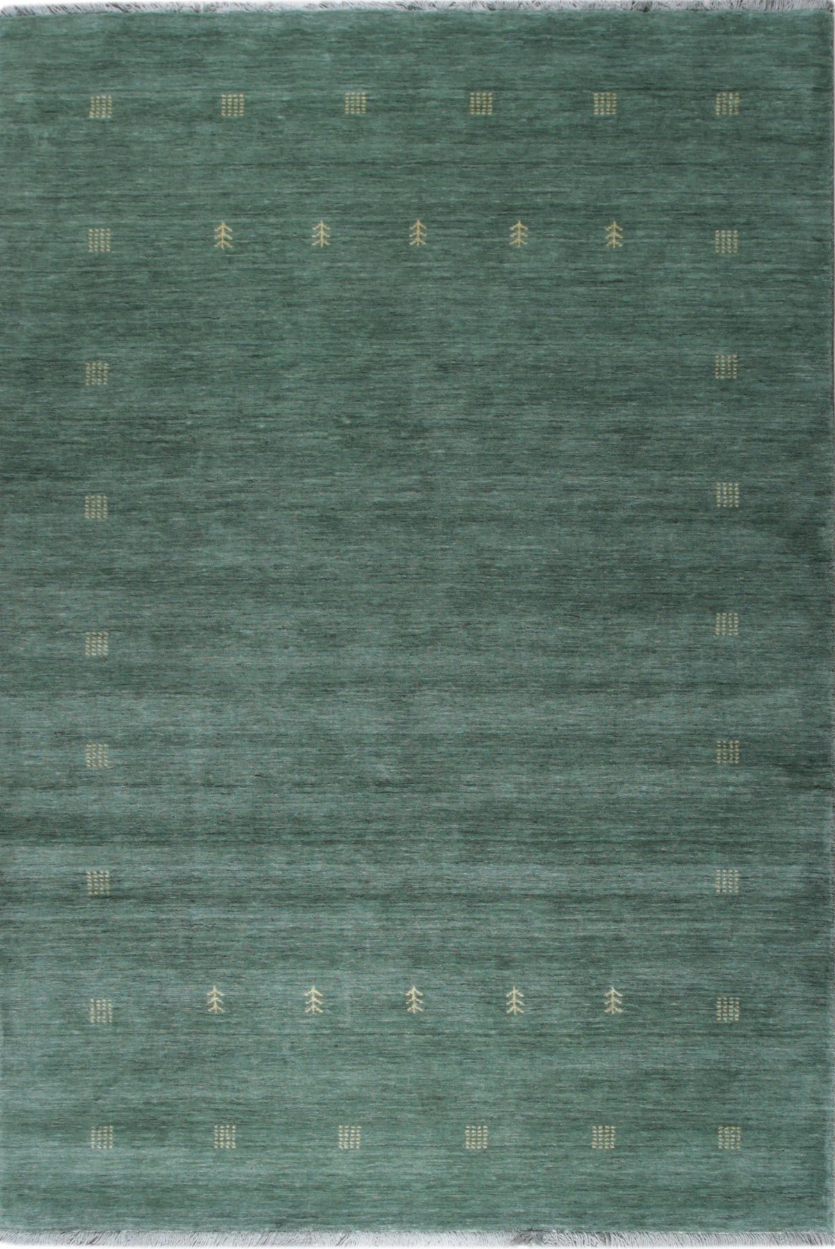 Isolated view of Laine Amara Green Handmade Wool Rug, showcasing its design.