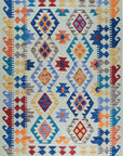 Isolated view of Nina Cassandra Multicolor Flatweave Wool Rug, showcasing its vibrant, geometric flatweave design.