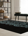 Yara Para Brown Hand Tufted Wool Rug, displaying a geometric pattern in shades of brown, cream, and gray, softening a modern living room with a light wood floor.