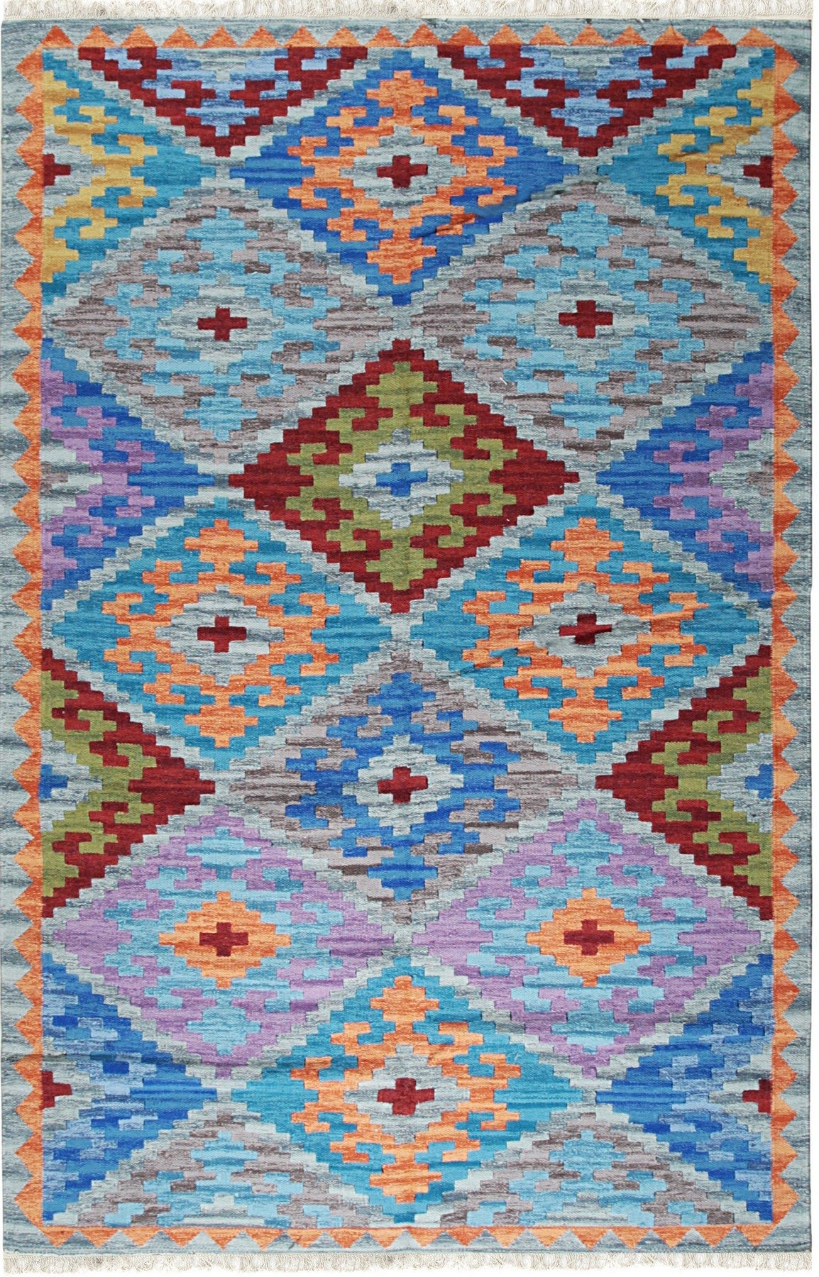 Isolated view of Iris Sophisticated Multicolor Flatweave Wool Rug, showcasing its design.