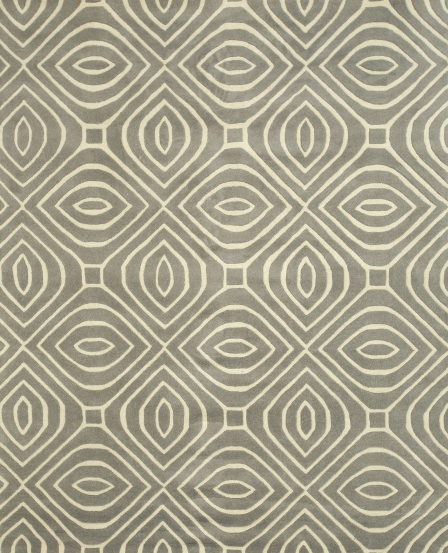 Isolated view: Hand-tufted wool rug, "Beautiful Luna Gray," presents a textured, abstract design in varying shades of gray.