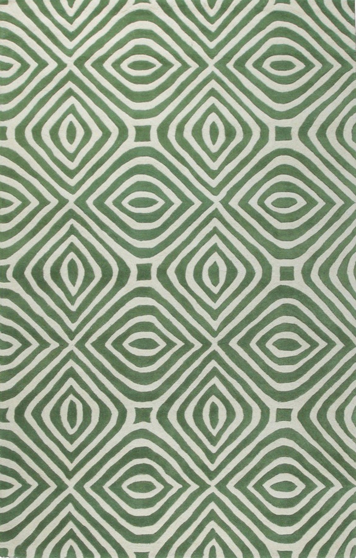 Isolated view of Zinnia Amara Green Hand Tufted Wool Rug, showcasing its design.