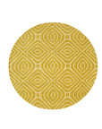 Ruby Para Yellow Hand Tufted Wool Rug, warm yellows and ruby reds meld in a hand-tufted wool rug, showcasing intricate patterns and luxurious texture under warm lighting.