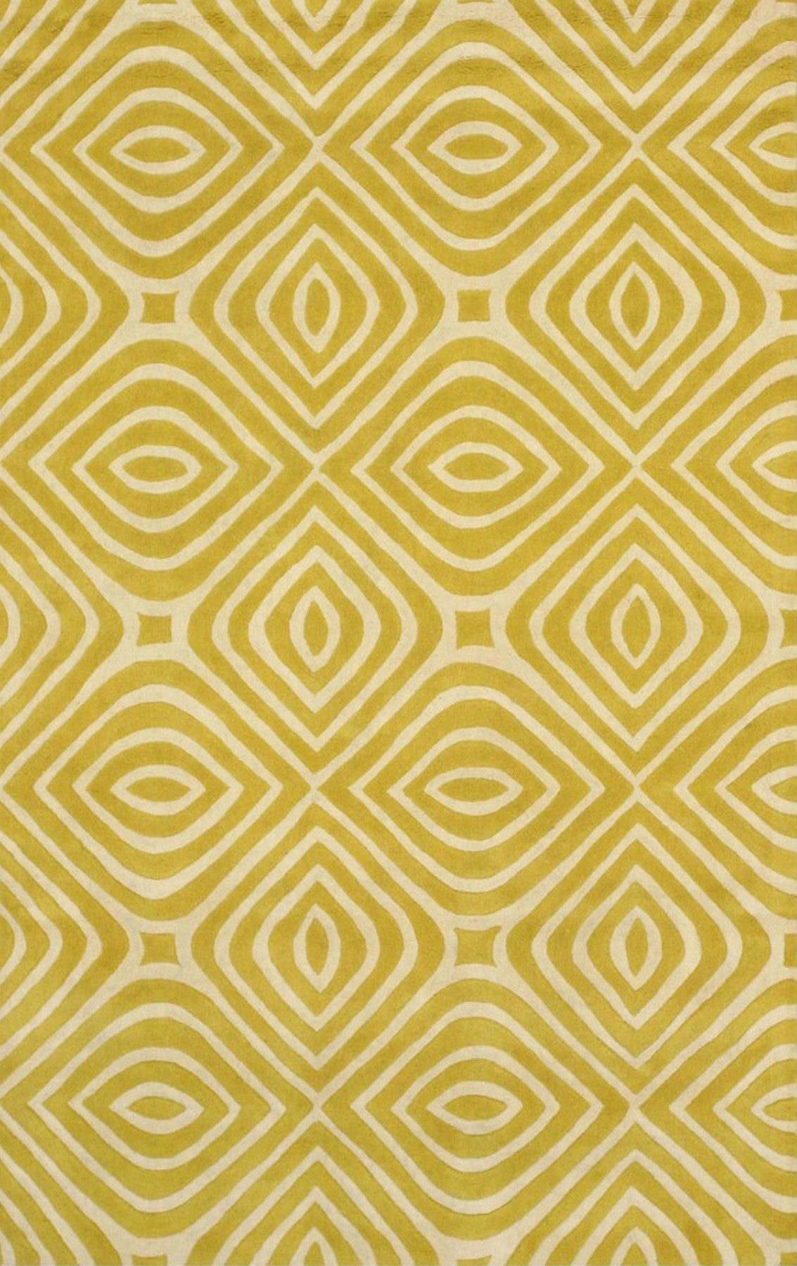 Isolated view of Ruby Para Yellow Hand Tufted Wool Rug, showcasing its design.
