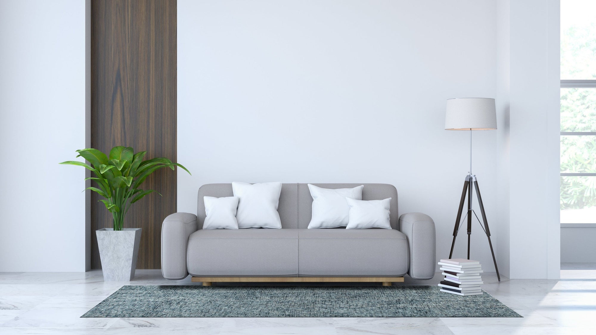 Elena Modern Dark Blue Hand Tufted Wool Rug, deep indigo textures and sculpted wool pile seen in a bright, airy living space, adding sophisticated comfort underfoot.