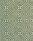 Radiant Amara Green Hand Tufted Wool Rug, showcasing its swirling, abstract design in shades of green, cream, and subtle gold.