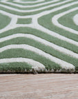 Hand-tufted Wool Green Transitional Modern Modern Stripes Rug