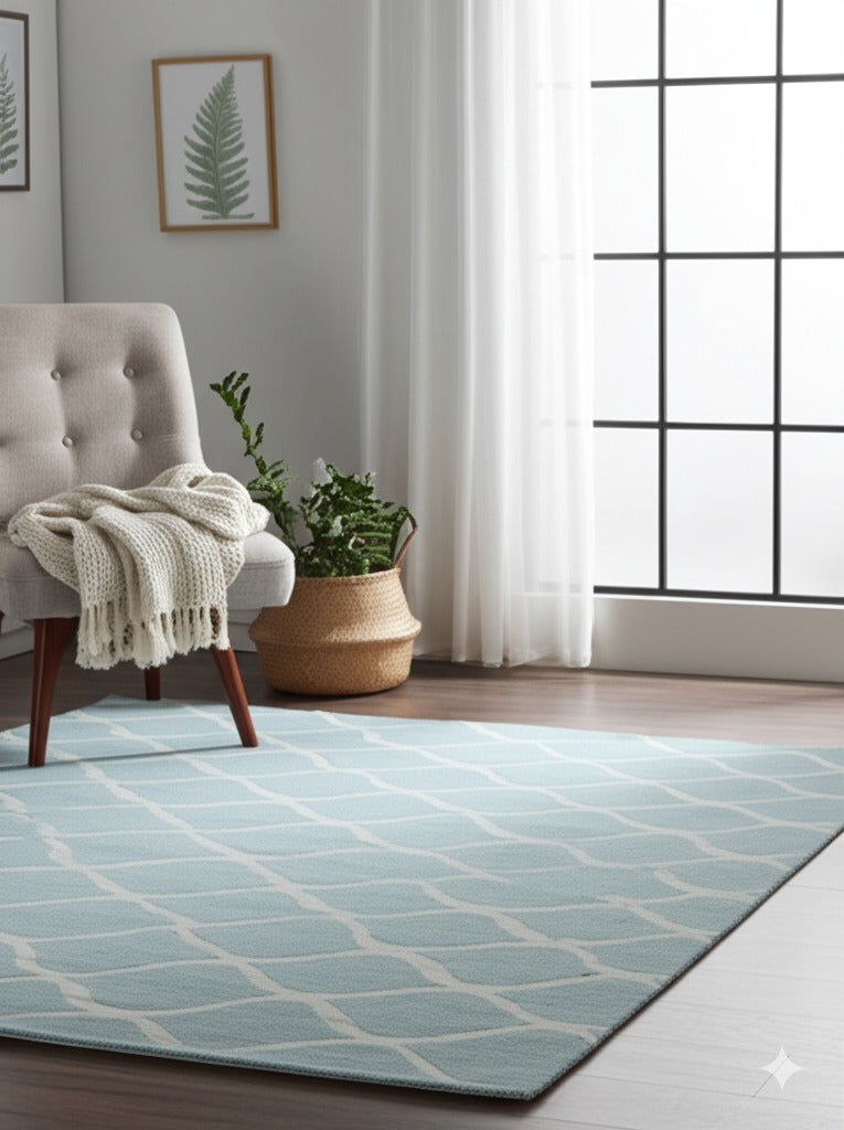 Handcrafted Laine Light Green Hand Tufted Wool Rug