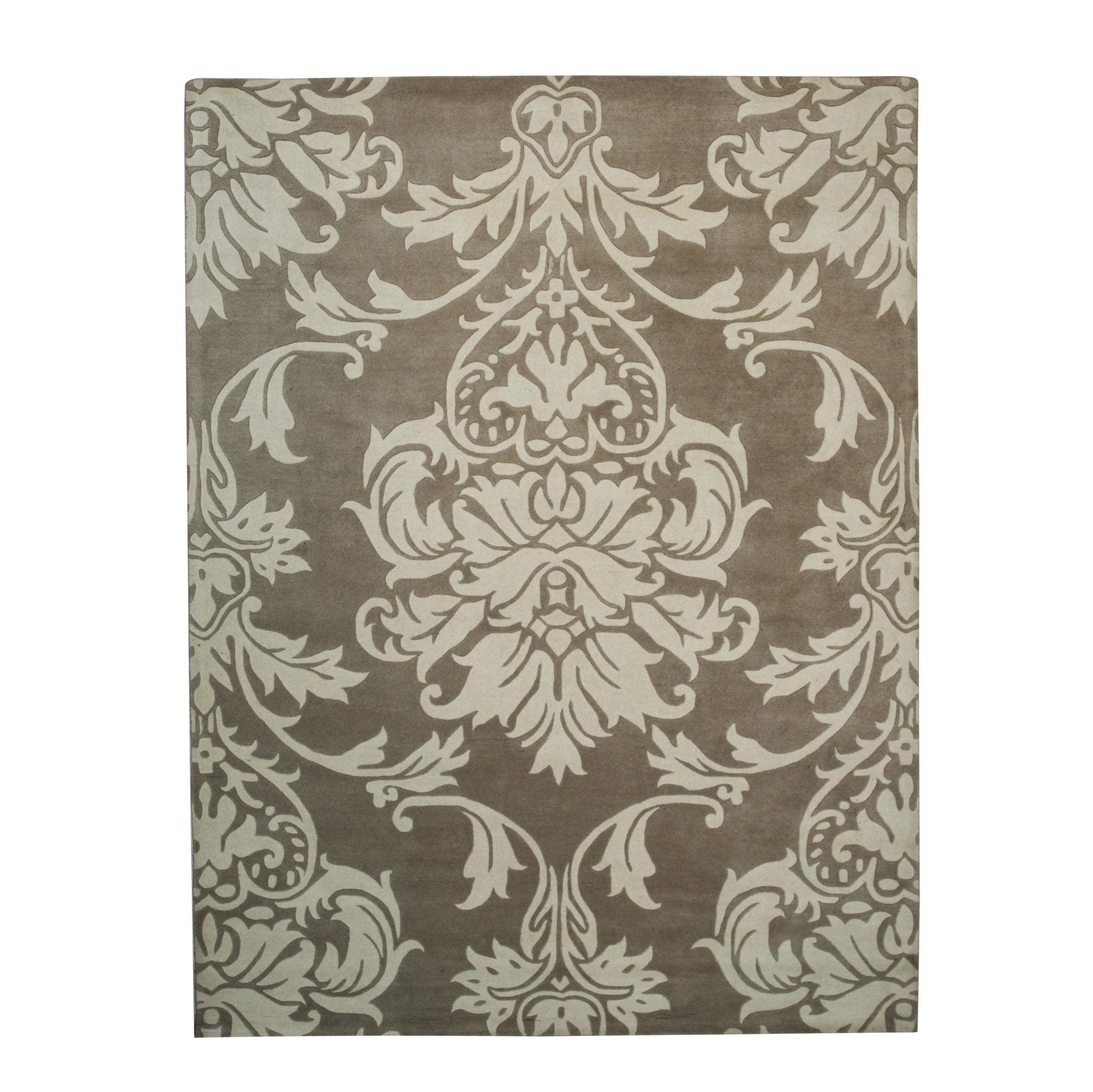 Amara Versatile Brown Hand Tufted Wool Rug, showcasing a textured surface with varying shades of brown, lending a natural and warm aesthetic to a living room setting.