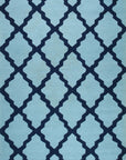 Isolated view of Bianca Trellis Sea Blue Hand Tufted Wool Rug, showcasing its trellis design.