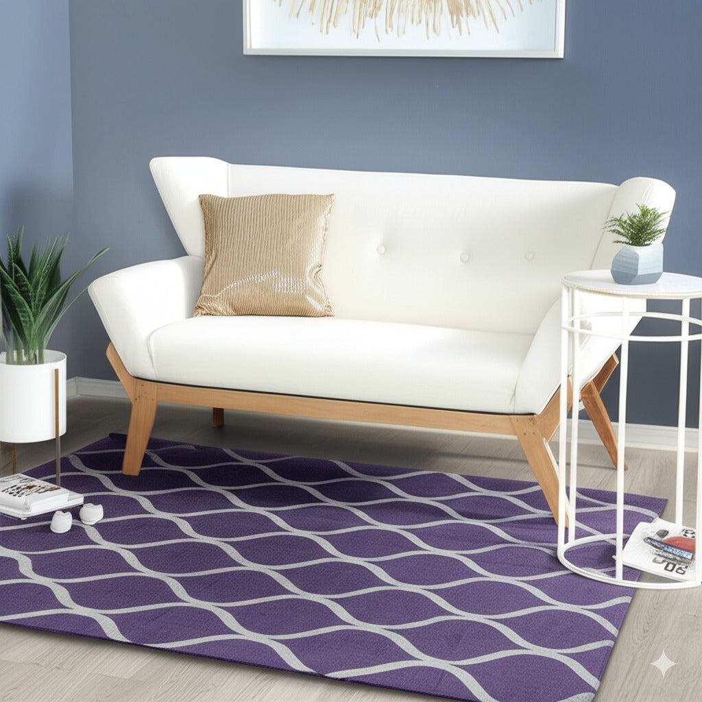 Lush Handcrafted Purple Hand Tufted Wool Rug