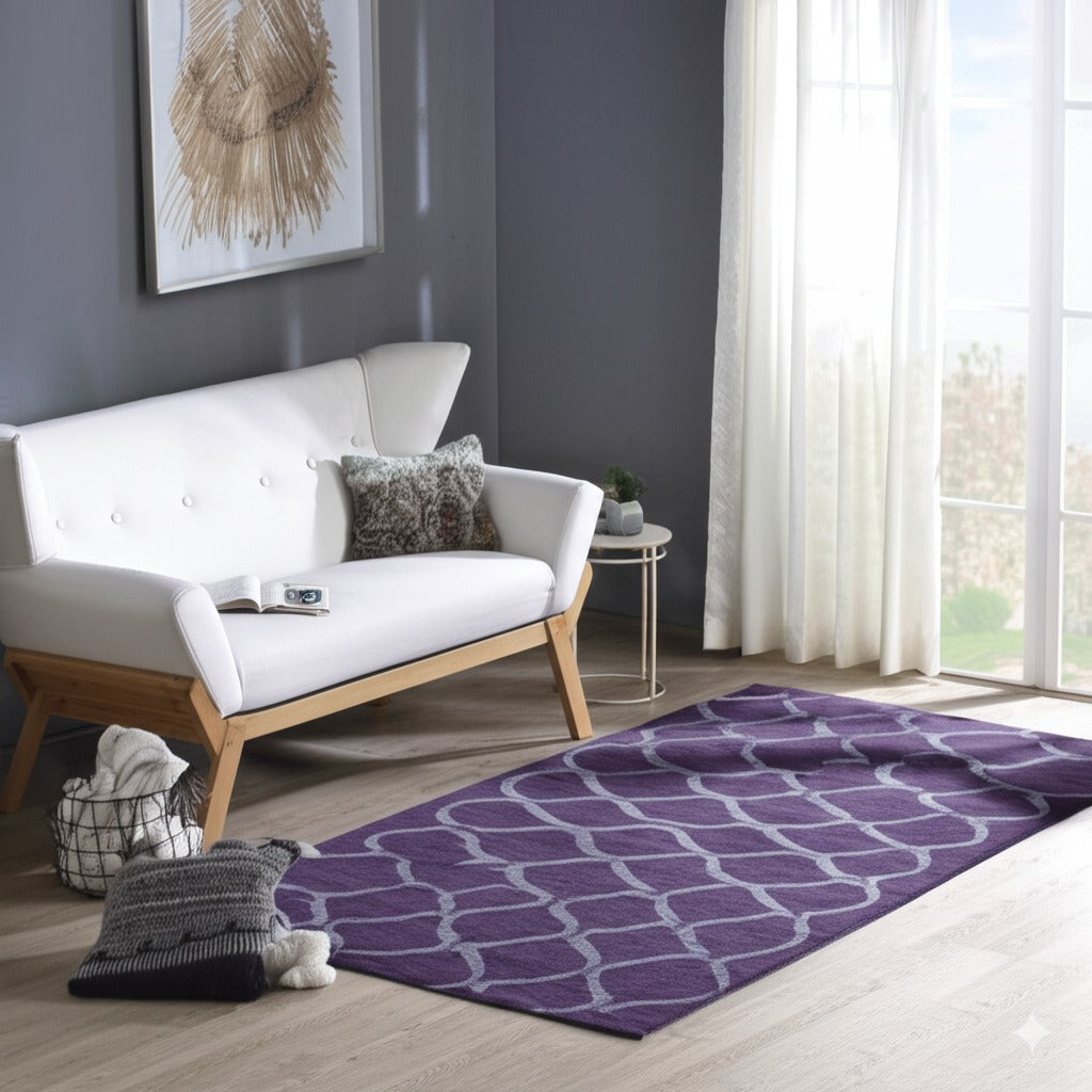 Lush Handcrafted Purple Hand Tufted Wool Rug
