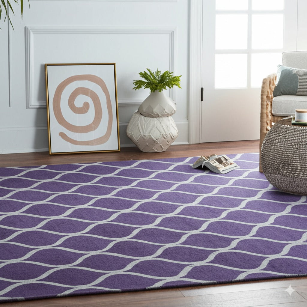 Lush Handcrafted Purple Hand Tufted Wool Rug