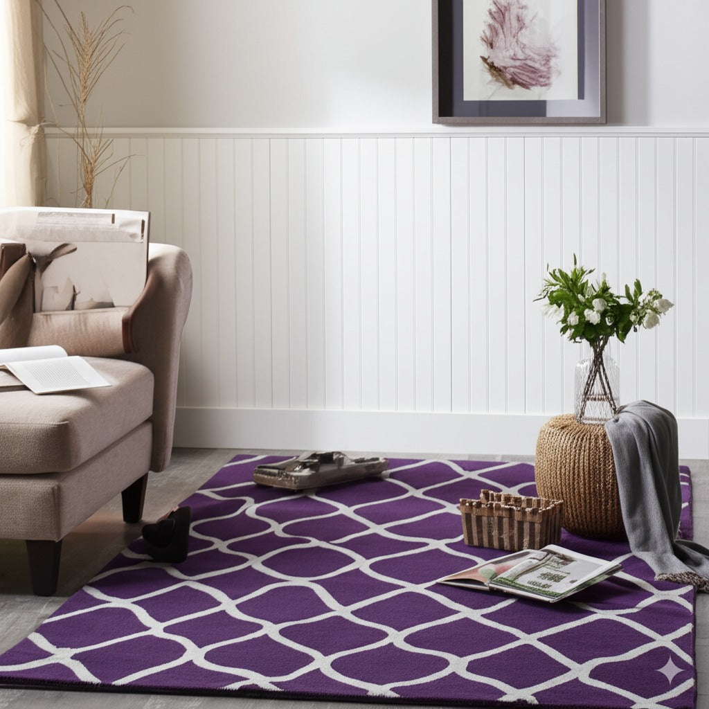 Lush Handcrafted Purple Hand Tufted Wool Rug
