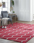 Delicate Enchanting Red Hand Tufted Wool Rug