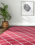 Delicate Enchanting Red Hand Tufted Wool Rug