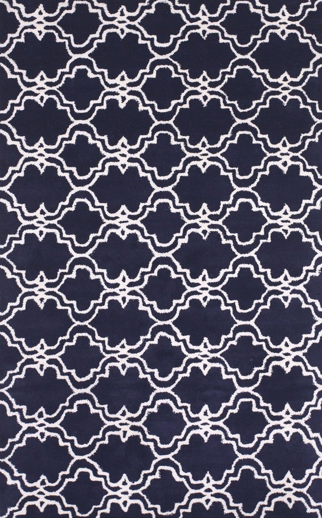 Isolated view of Penelope Moroccan Blue Hand Tufted Wool Rug, showcasing its design.
