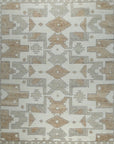 Inviting Oushak Ivory Hand Knotted Wool Rug, showcasing its intricate floral and geometric design against a soft ivory backdrop.
