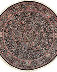 Isolated view of Timeless Inviting Black Hand Knotted Wool Rug, showcasing its intricate geometric design in subtle tonal variations.